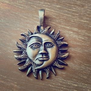 Sun and moon face necklace